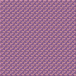 An abstract image with broken dark lines turning in a right angles in a repeating pattern on a pink background.